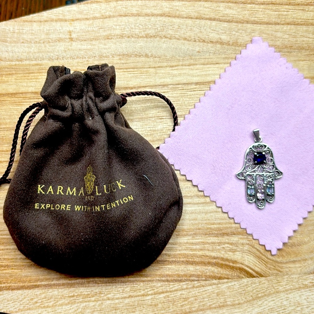 Silver Hamsa Hand Pendant Necklace